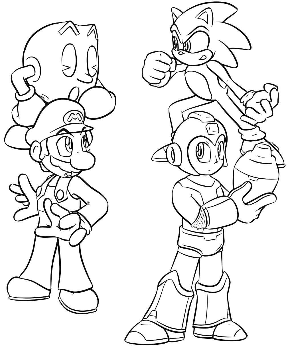 Smash bros group lineart by gamefreakdx